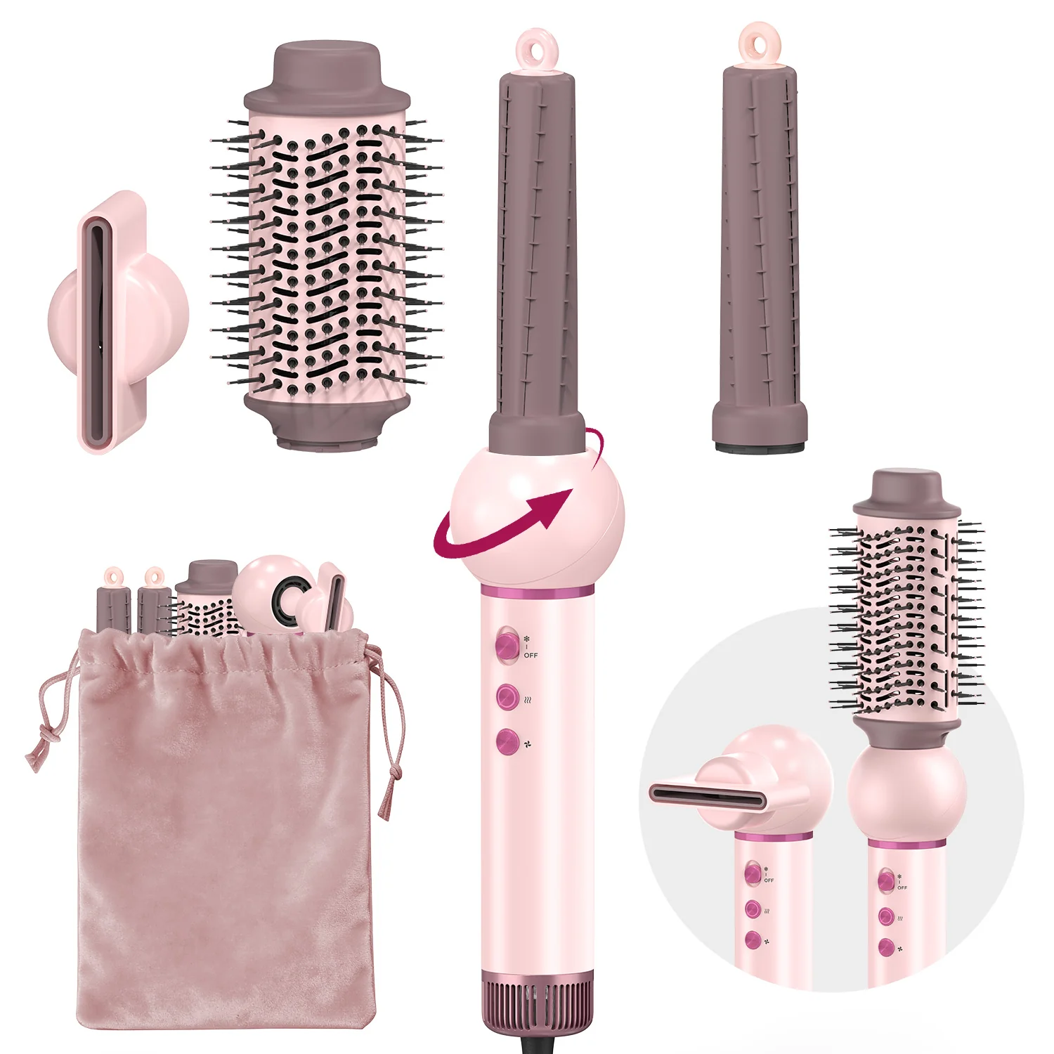 5-in-1 Hot-Air Brush & Ionic Hair Dryer for Fast Drying, Curling & Volumizing | Lightweight Travel - Image 10