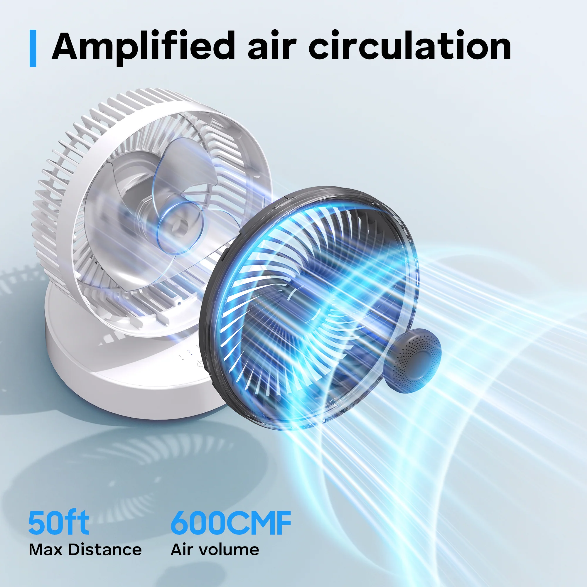 Portable Rechargeable Fan with 4000mAh Battery, Foldable Desktop Fan, 90° Oscillating Personal Fan for Home, Office & Travel, Hanging or Tabletop Use - Image 4