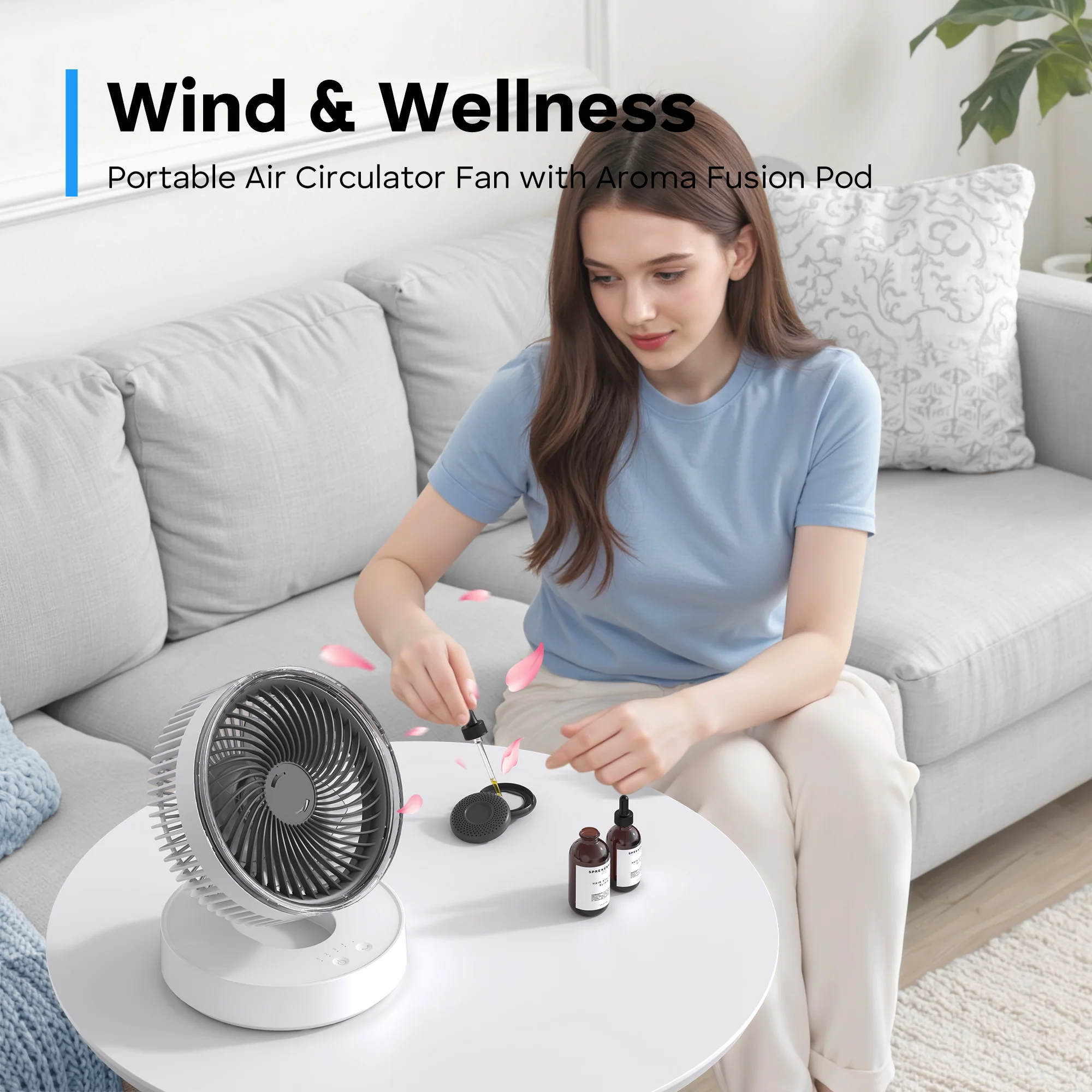 Portable Rechargeable Fan with 4000mAh Battery, Foldable Desktop Fan, 90° Oscillating Personal Fan for Home, Office & Travel, Hanging or Tabletop Use - Image 9